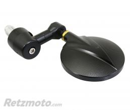 RETROVISEUR MOTO AVOC CHICAGO ROND ALU CNC NOIR 76mm FIXATION EXTREMITE DE GUIDON GAUCHE+DROIT (PAIRE)