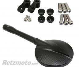 RETROVISEUR MOTO AVOC INDIANA ROND ALU CNC NOIR 76mm FIXATION M8 + M10 (PAIRE)