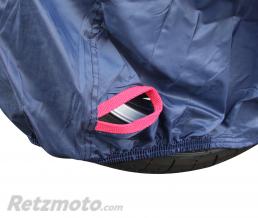 HOUSSE DE PROTECTION MOTO ADX TOTALEMENT ETANCHE BLEU FONCE/LOGO BLANC (POLYESTER/BOUCLE DE FERMETURE/OEILLETS ANTIVOL)