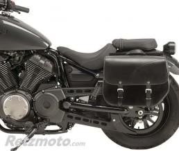 PAIRE DE SACOCHES CUIR SYNTHETIQUE NOIR MODELE ST LOUIS AVEC BASE METALLIQUE + PAIRE DE SUPPORTS UNIVERSELS 