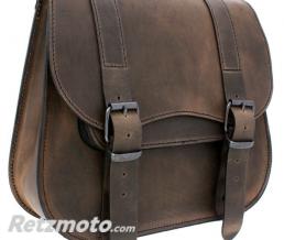 Sacoche moto LEDRIE Postman en cuir v�ritable marron 