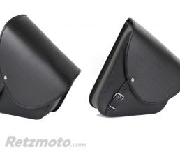 Paire de sacoches moto Custom mod�le BARCELONA en cuir noir