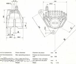 Etrier frein AVD Brembo P2F08 38mm-20355640