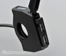 Double prise USB Daytona pour guidon moto/quad 2.4A