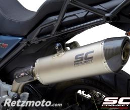 Silencieux Oval SC PROJECT Titane MOTO GUZZI V85TT Embout fibre de carbone