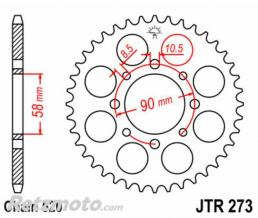 JT SPROCKETS Couronne JT SPROCKETS acier standard 273 - 520