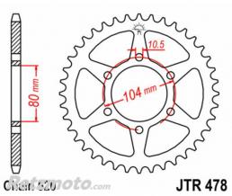 JT SPROCKETS Couronne JT SPROCKETS acier standard 478 - 520