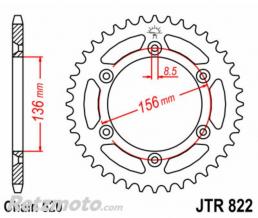JT SPROCKETS Couronne JT SPROCKETS acier standard 822 - 520