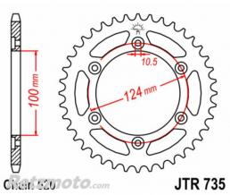 JT SPROCKETS Couronne JT SPROCKETS acier standard 735 - 520