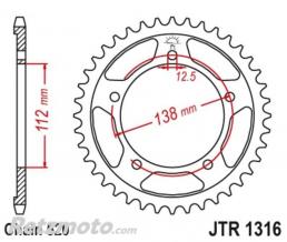 JT SPROCKETS Couronne JT SPROCKETS acier standard 1316 - 520