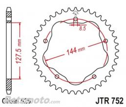 JT SPROCKETS Couronne JT SPROCKETS acier standard 752 - 525 - N�cessite un porte couronne JT SPROCKETS