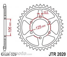 JT SPROCKETS Couronne JT SPROCKETS acier standard 2020 - 520