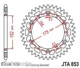 JT SPROCKETS Couronne JT SPROCKETS aluminium ultra-light anti-boue 853 - 520