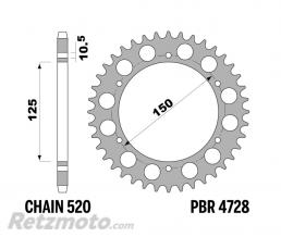 PBR Couronne 44 dents PBR acier C45 standard 4728 - 520