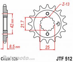 JT SPROCKETS Pignon 17 dents JT SPROCKETS acier standard 512 - 520