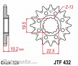 JT SPROCKETS Pignon 13 Dents JT SPROCKETS acier Beta Alp 432 - 520