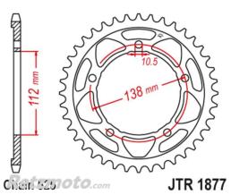 JT SPROCKETS Couronne JT SPROCKETS acier standard 1877 - 525