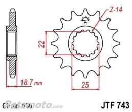 JT SPROCKETS Pignon JT SPROCKETS acier standard 743 - 530