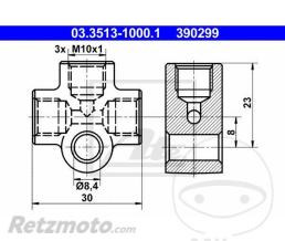 JMP- Pi�ce de raccordement/distribution ATE 3X M10 x 1