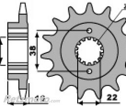 Pignon PBR 14 dents acier type 2075 pas 520 Ducati