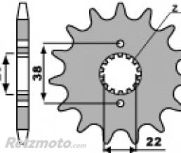 Pignon PBR 14 dents acier type 728 pas 530