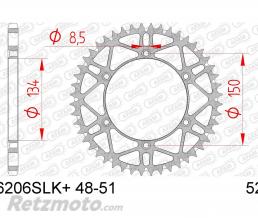 Couronne AFAM 49 dents acier ultra-light pas 520 type 16206SLK