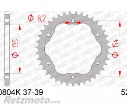 Couronne AFAM 39 dents acier pas 520 type 50804K