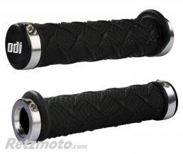 Rev�tements lock-on ODI X-treme Quad 130 mm bicolores noir/argent �22,2 mm