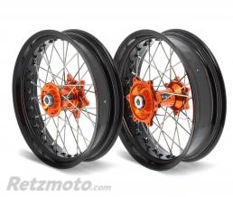 ART Kit roues compl�tes avant + arri�re ART SM 17x3,50/17x5,00 jante noir/moyeu orange KTM