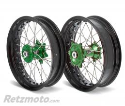 ART Kit roues compl�tes avant + arri�re ART SM 17x3,50/17x4,50 jante noir/moyeu vert Kawasaki